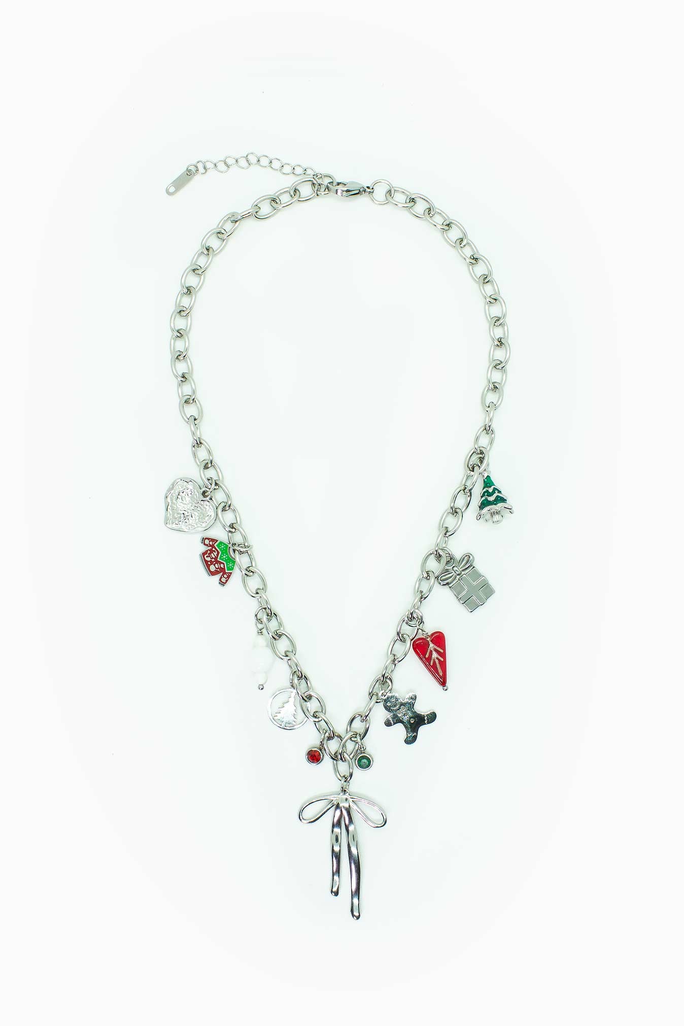 Náhrdelník s mašlí a vánočními přívěsky