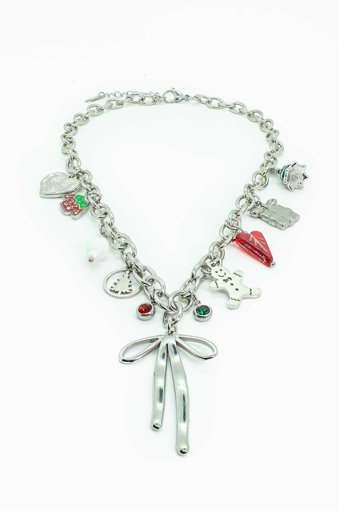 Náhrdelník s mašlí a vánočními přívěsky