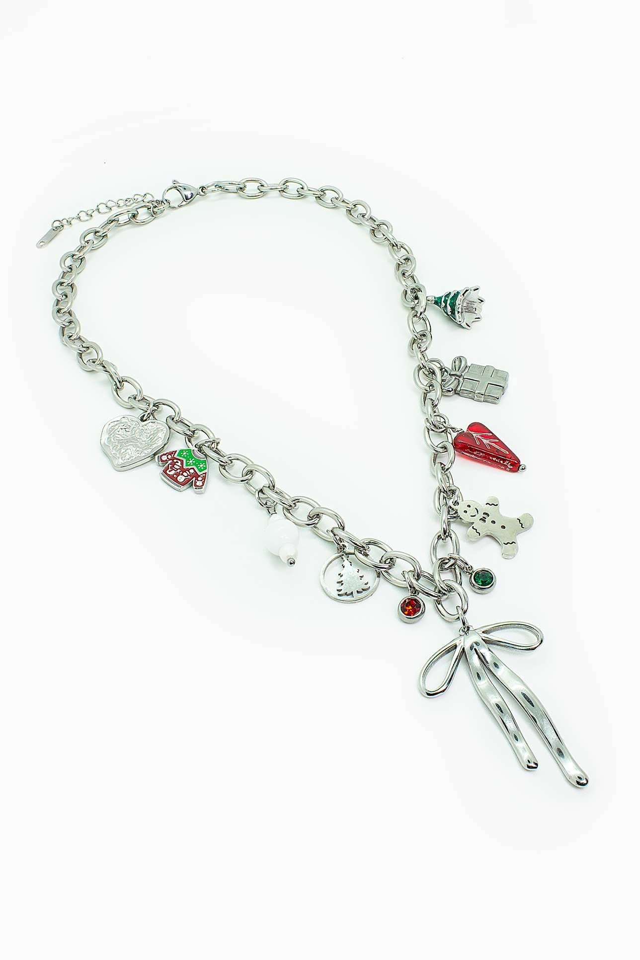 Náhrdelník s mašlí a vánočními přívěsky