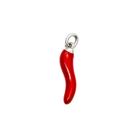 Přívěsek Chilli na náramek i řetízek - stříbrná-červená malá