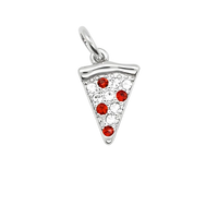 Přívěsek pizza se zirkony na náramek i řetízek - Stříbrná