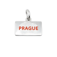 Přívěsek Prague červený nápis na náramek i řetízek - Stříbrná