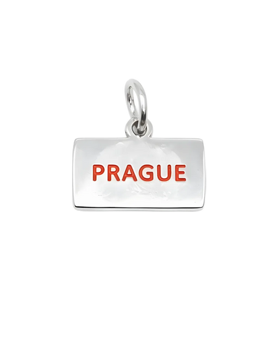 Přívěsek Prague červený nápis na náramek i řetízek