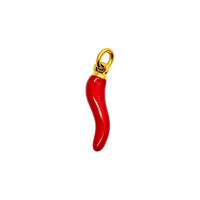Přívěsek Chilli na náramek i řetízek - zlatá-červená malá