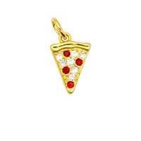 Přívěsek pizza se zirkony na náramek i řetízek - Zlatá