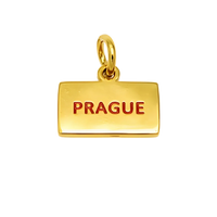 Přívěsek Prague červený nápis na náramek i řetízek - Zlatá