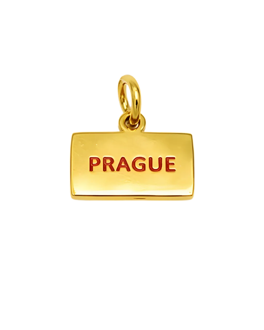 Přívěsek Prague červený nápis na náramek i řetízek